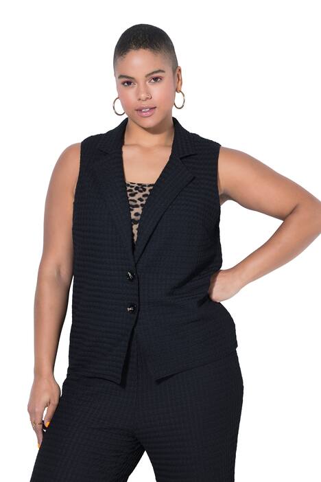 Halenka-vesta, přiléhavý střih, vaflová struktura, klopový límec