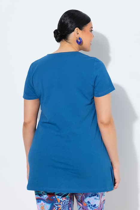 Longshirt, Cut-Out, A-Linie, Rundhals, Halbarm