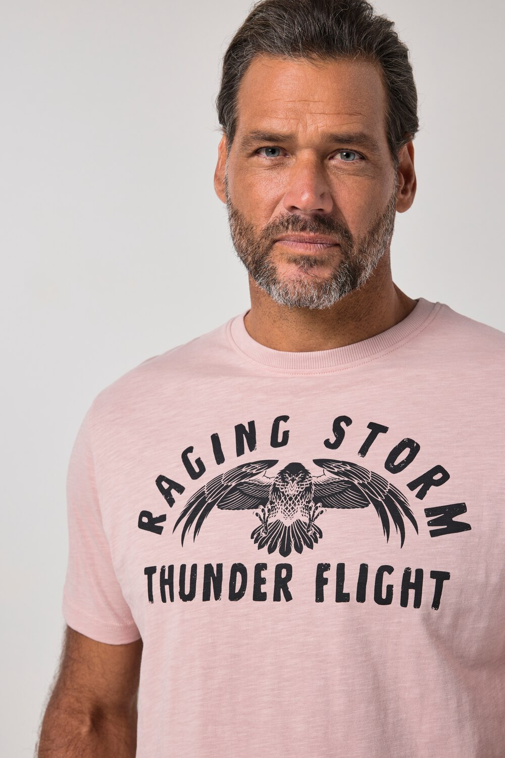 Stora storlekar T-shirt med kort ärm och print på bröstet, Her, brun, storlek: 5XL, Bomull, JP1880