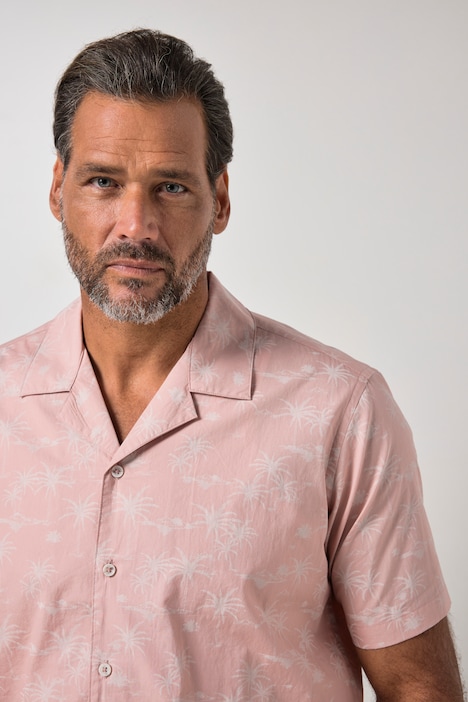 Camisa, manga corta, extraligera, cuello cubano, estampado completo, corte boxy, hasta la 8XL