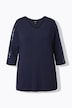 Longshirt, Mesh-Einsatz, Pailletten, V-Ausschnitt, 3/4-Arm