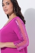 Longshirt, Mesh-Einsatz, Pailletten, V-Ausschnitt, 3/4-Arm