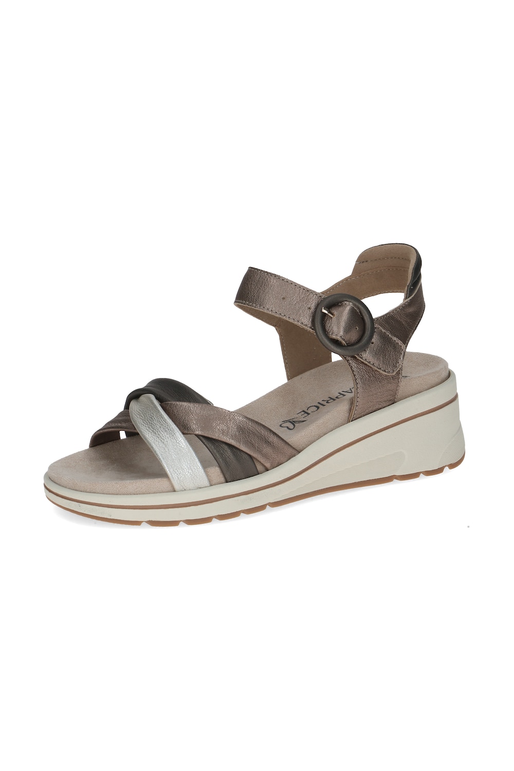Stora storlekar Caprice skinnsandaler, Dam, brun, storlek: 42, Läder/Syntetfibrer, Ulla Popken