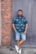 Maglia polo di jersey con stampa allover e mezze maniche, fino alla tg. 8XL