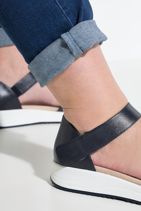 Caprice leren sandalen, uitwisselbaar voetbed met klittenband, wijdte G