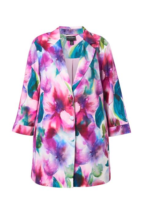 Sako, lněná směs, áčkový střih, límec s klopami, 3/4 rukáv