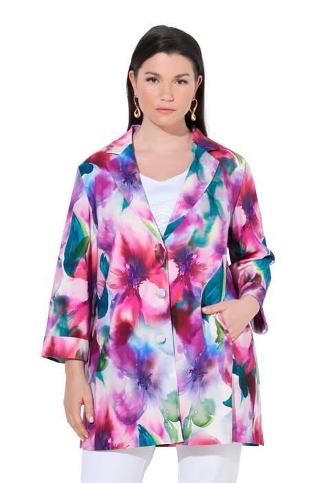 Sako, lněná směs, áčkový střih, límec s klopami, 3/4 rukáv