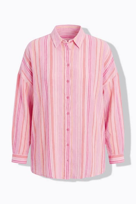 Chemisier oversize, en mousseline rayée, manches longues