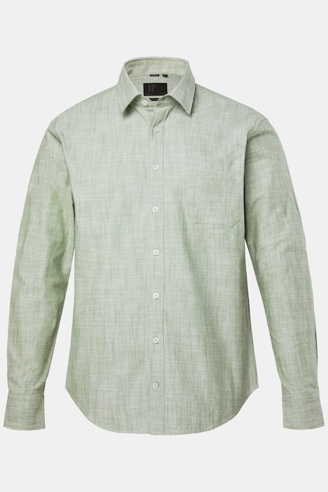 Skjorte i hørlook med klassisk krave og moderne pasform, op til 8XL