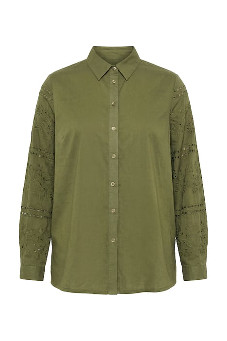 Košilová halenka, rovný střih, výšivky, dlouhé rukávy