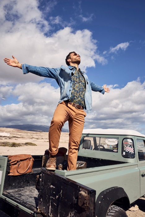Piqué-Hemd, FLEXNAMIC®, Halbarm, Alloverprint, verdeckter Buttondown-Kragen, Modern Fit, bis 8 XL