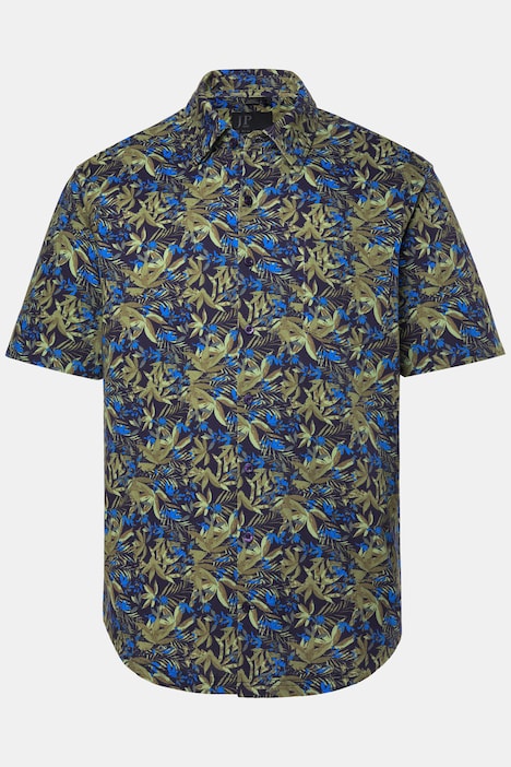 Piqué-Hemd, FLEXNAMIC®, Halbarm, Alloverprint, verdeckter Buttondown-Kragen, Modern Fit, bis 8 XL