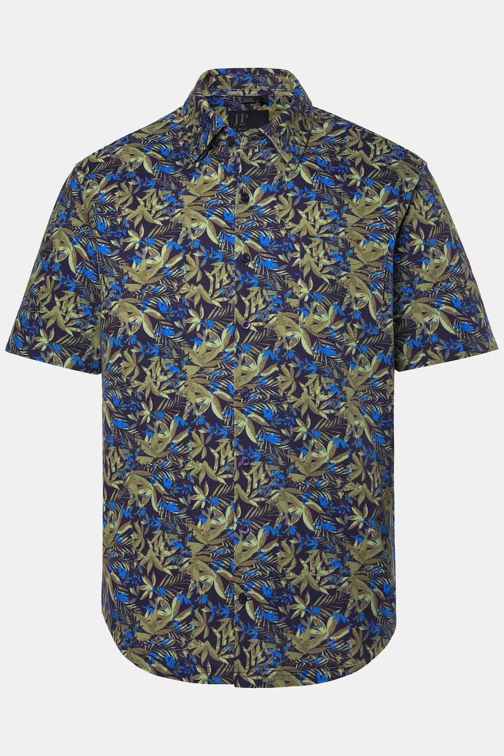Piqué-Hemd, FLEXNAMIC®, Halbarm, Alloverprint, verdeckter Buttondown-Kragen, Modern Fit, bis 8 XL