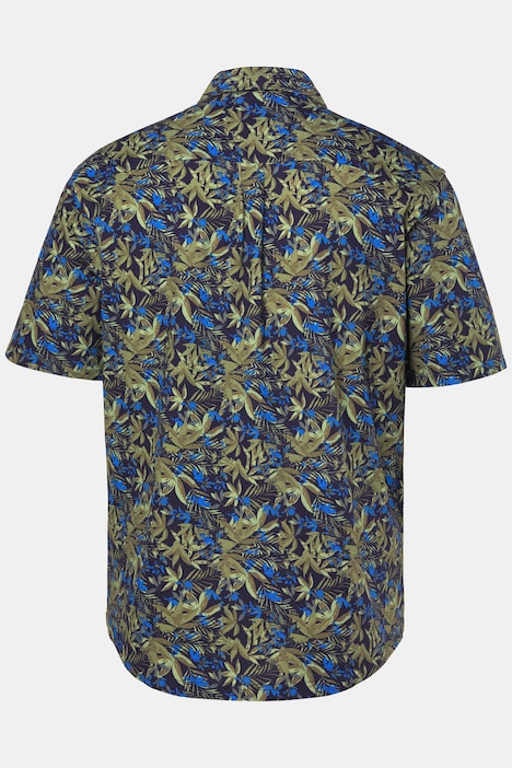 Piqué-Hemd, FLEXNAMIC®, Halbarm, Alloverprint, verdeckter Buttondown-Kragen, Modern Fit, bis 8 XL