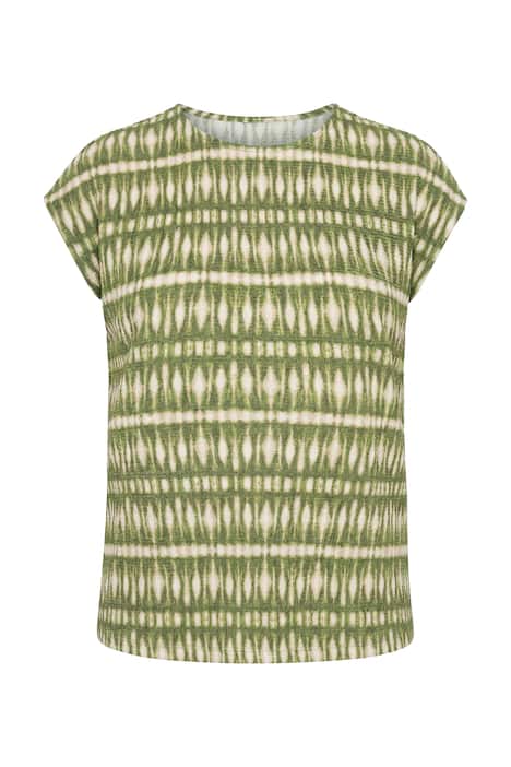 Top, volný střih, struktura a potisk, bez rukávů