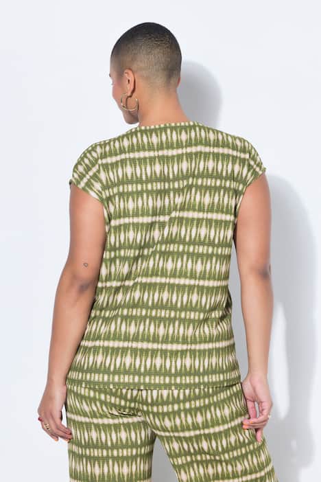 Top, oversized, Struktur und Print, ärmellos