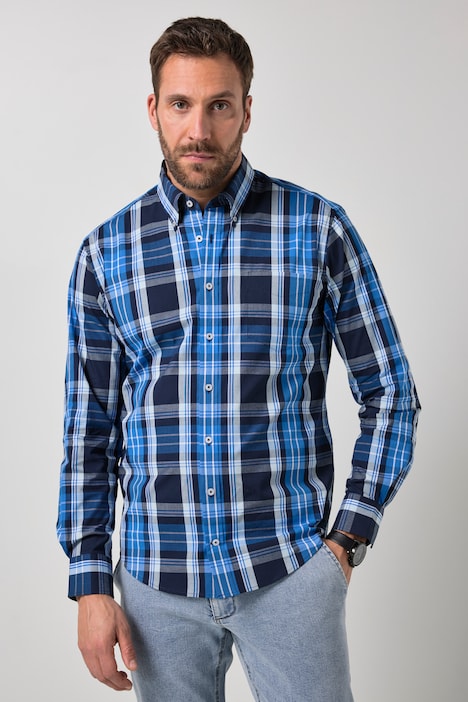 Camicia a quadri, FLEXNAMIC®, maniche lunghe, colletto button-down, modern fit, disponibile fino alla 8XL