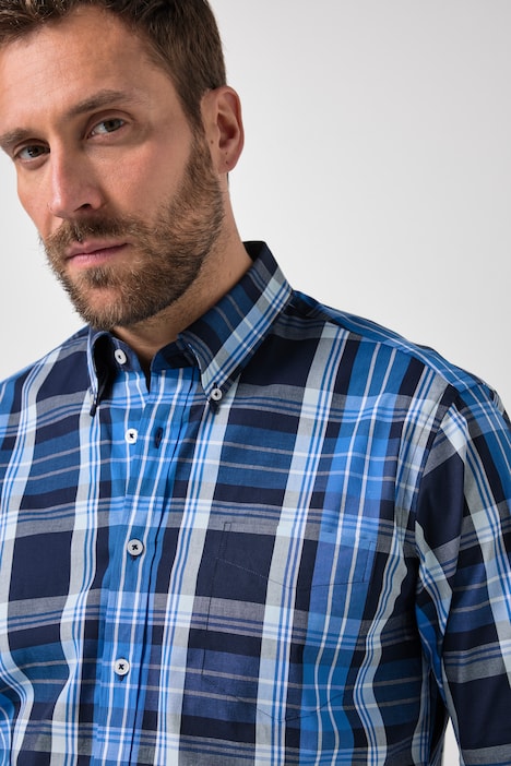 Camicia a quadri, FLEXNAMIC®, maniche lunghe, colletto button-down, modern fit, disponibile fino alla 8XL