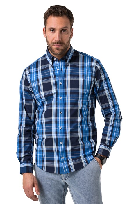 Kostkovaná košile, FLEXNAMIC®, dlouhé rukávy, límec s knoflíky, moderní střih, do velikosti 8XL