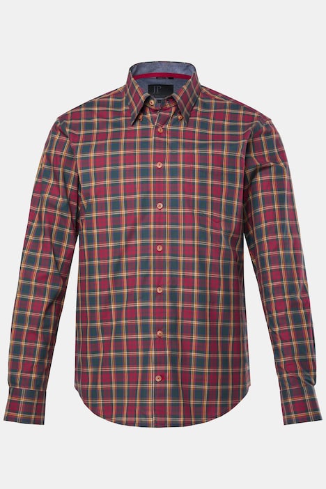 Camicia a quadri, maniche lunghe, colletto button-down con bottoni nascosti, modern fit, fino alla 8XL