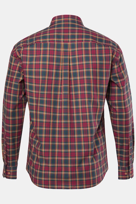 Camicia a quadri, maniche lunghe, colletto button-down con bottoni nascosti, modern fit, fino alla 8XL