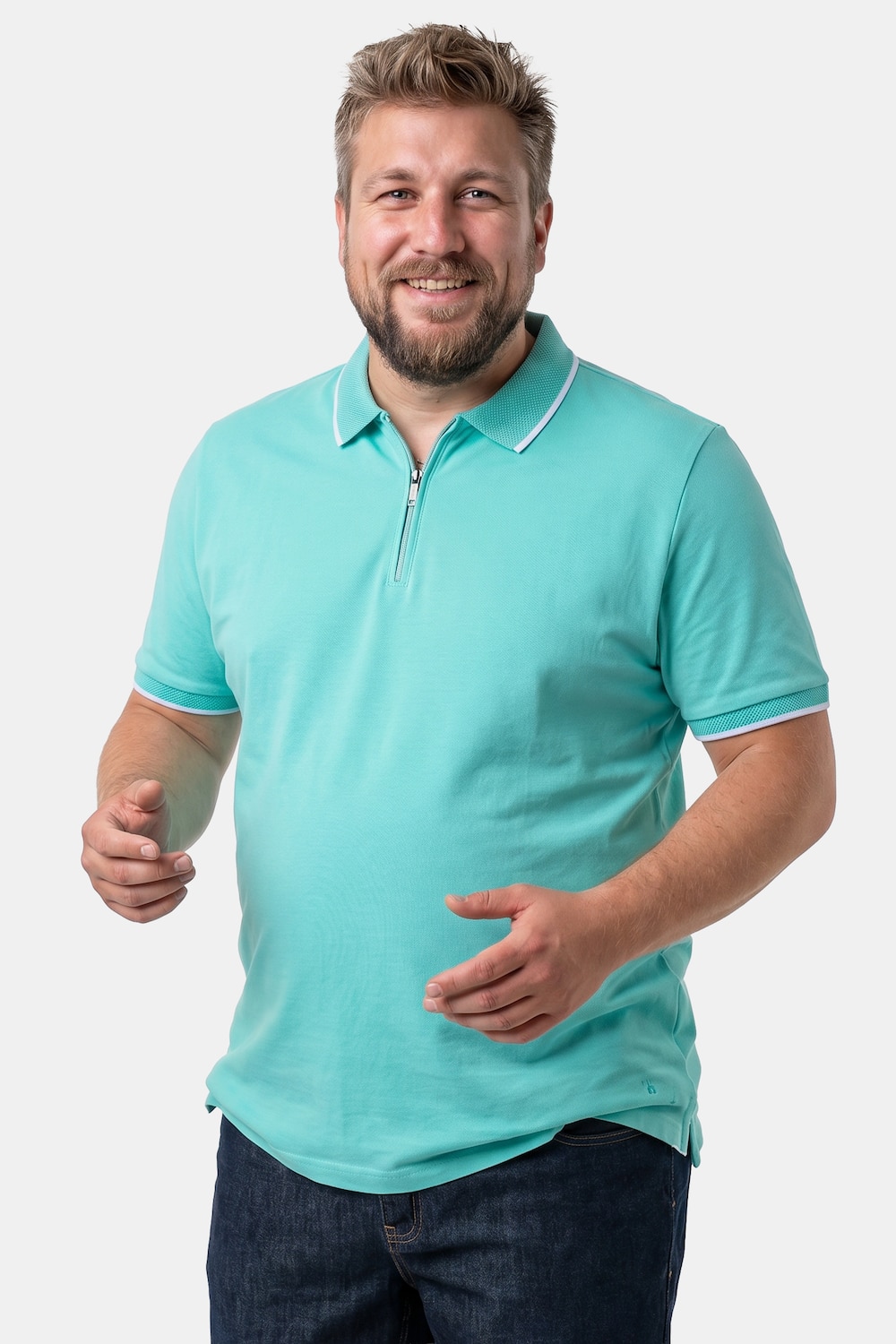 Poloshirt, korte mouw, jersey, rits, tot 8XL