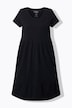 Jersey jurk, A-lijn, ronde hals, halflange kapmouwen, zakken