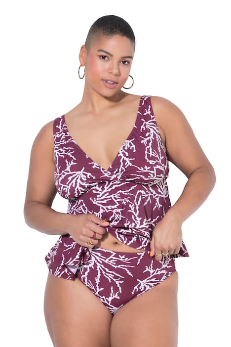 Bikinové kalhotky, vysoký pas, celoplošný potisk