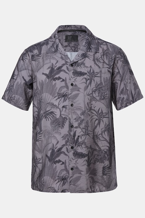 Camisa, manga corta, extraligera, cuello cubano, estampado completo, corte boxy, hasta 8XL