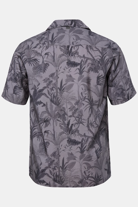 Camisa, manga corta, extraligera, cuello cubano, estampado completo, corte boxy, hasta 8XL