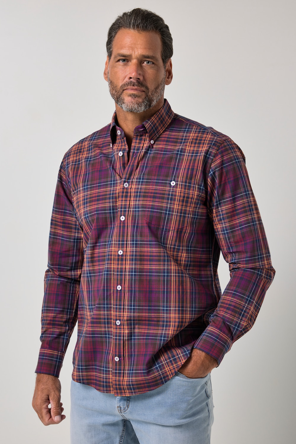 Karohemd, Langarm, Buttondown-Kragen, Modern Fit, bis 8 XL