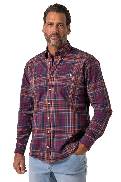 Kostkovaná košile, dlouhé rukávy, košilový límeček s knoflíky, moderní střih, do velikosti 8XL