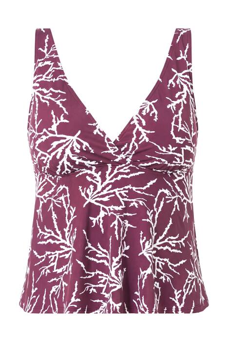 Tankiny top, měkké košíčky, celoplošný potisk, nařasení