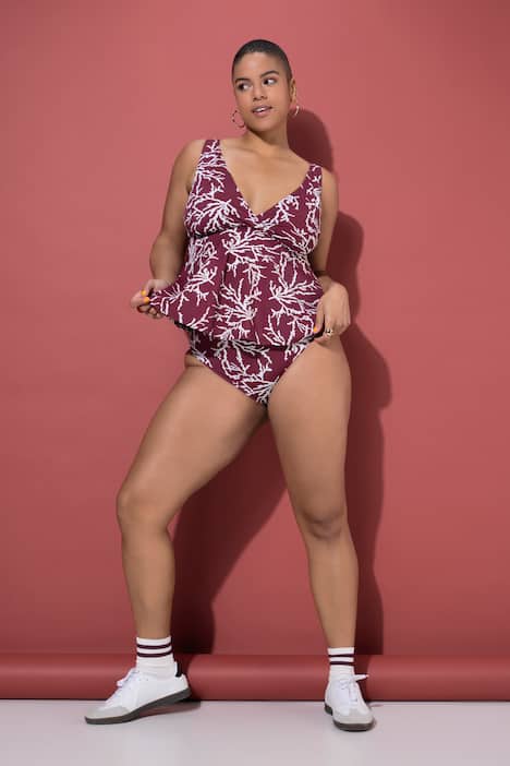 Tankinitopp, mjuka kupor, alloverprint, rynkning