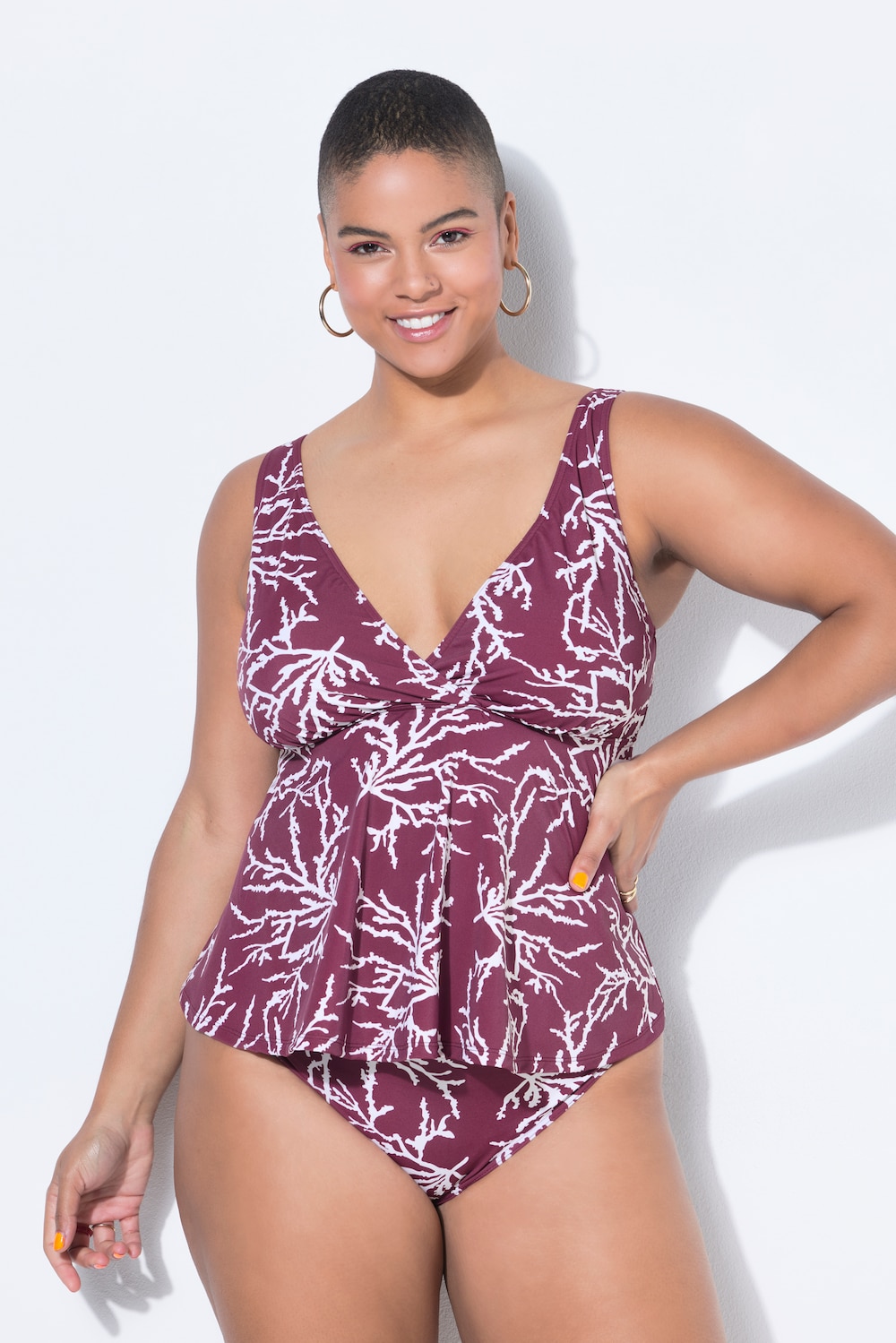 Tankini-Top, Softcups, Alloverprint, Drapierung