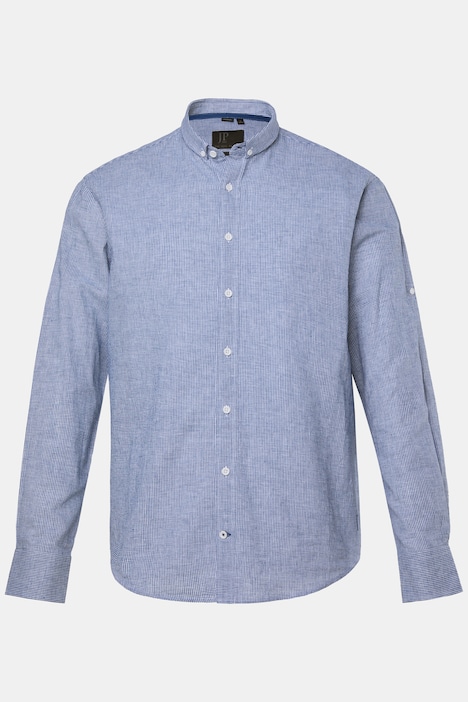 Chemise à carreaux en lin mélangé, s'inspirant des costumes traditionnels bavarois, manches longues et col à pointes boutonnées (petits boutons), coupe Modern Fit - jusqu'au 8 XL