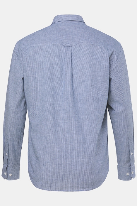 Chemise à carreaux en lin mélangé, s'inspirant des costumes traditionnels bavarois, manches longues et col à pointes boutonnées (petits boutons), coupe Modern Fit - jusqu'au 8 XL