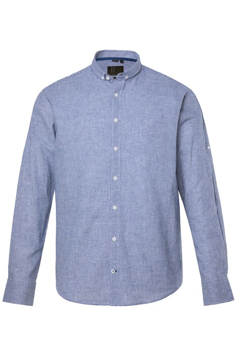 Kostkovaná košile, dlouhé rukávy, lněná směs, přehnutý mini límeček s knoflíky, moderní střih, do velikosti 8XL