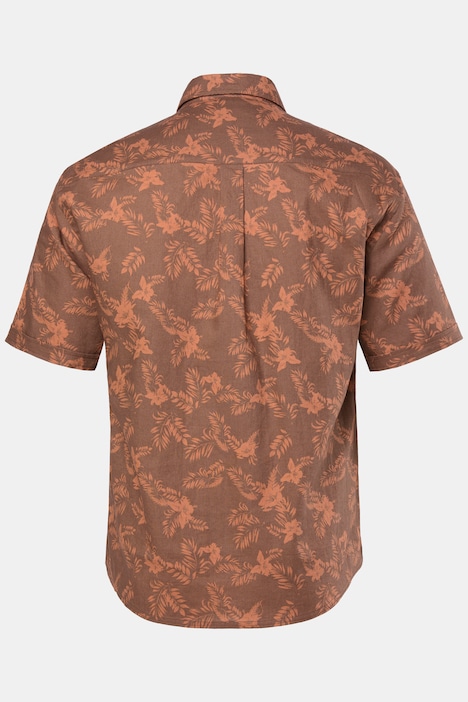 Overhemd, korte mouwen, linnenmix, buttondown kraag, modern fit, tot 8XL
