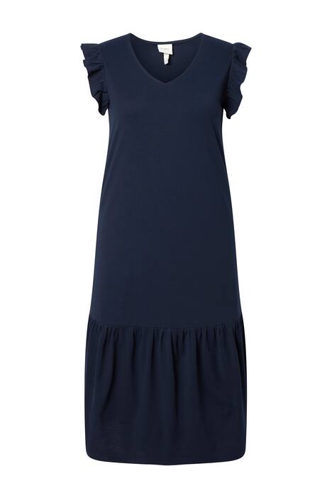 Midi šaty, volánové rukávy, V výstřih, bio-bavlna