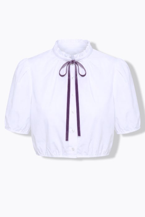 Chemisier de dirndl, ruban nœud en velours, col montant, manches courtes