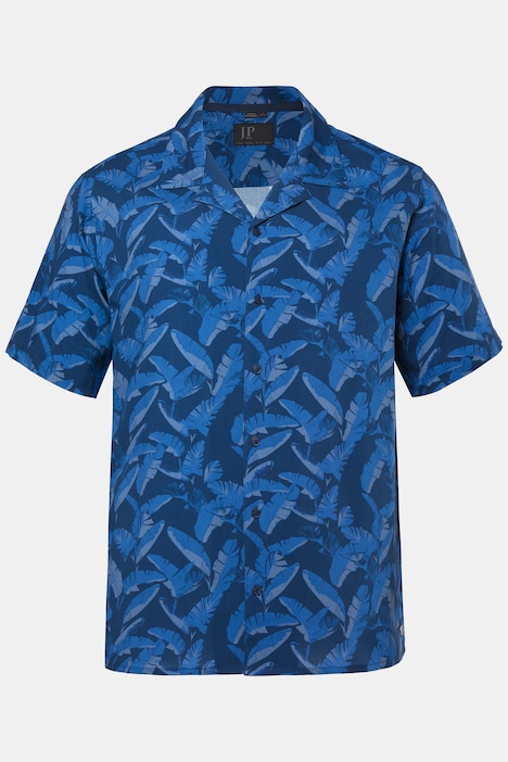 Camisa, manga corta, viscosa, cuello cubano, estampado completo, corte boxy, hasta la 8XL