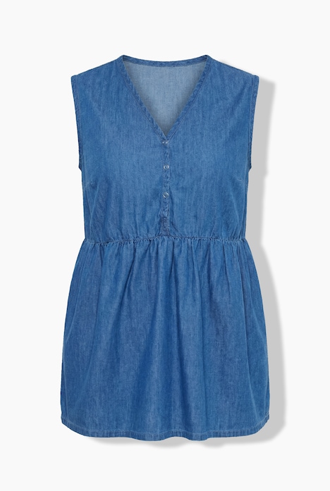 Denim Look Flounce Panel Tank