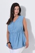 Denim blouse, A-lijn, V-hals, mouwloos