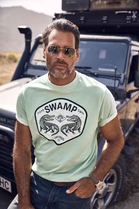 T-shirt, halflange mouwen, print op de borst, tot 8XL