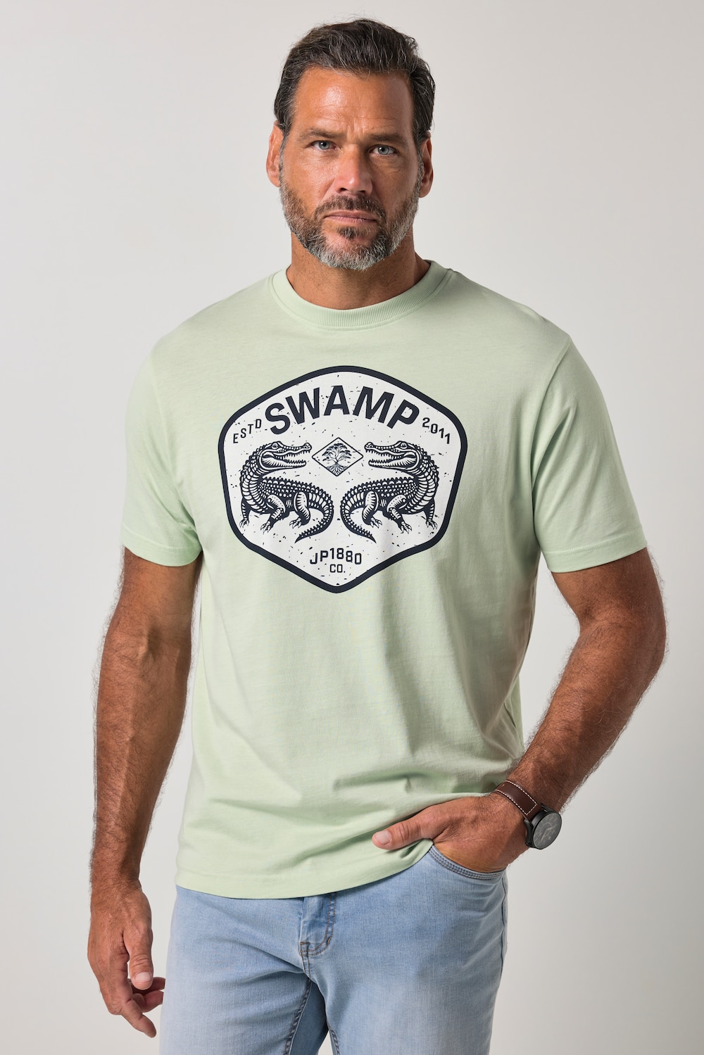 T-Shirt, Halbarm, Brustprint, bis 8XL