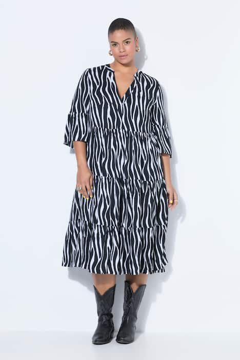 Maksimekko, seepra, v-pääntie, röyhelöt