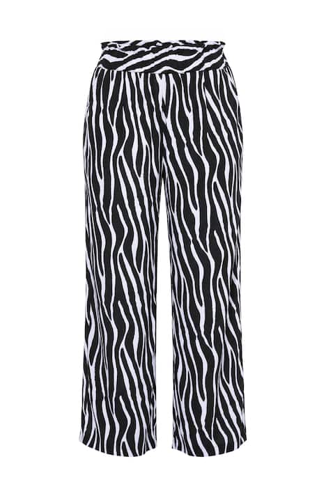 Kalhoty Palazzo, široké nohavice, vzor s motivem zebry