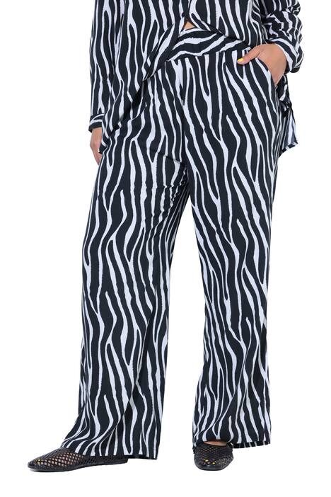 Kalhoty Palazzo, široké nohavice, vzor s motivem zebry