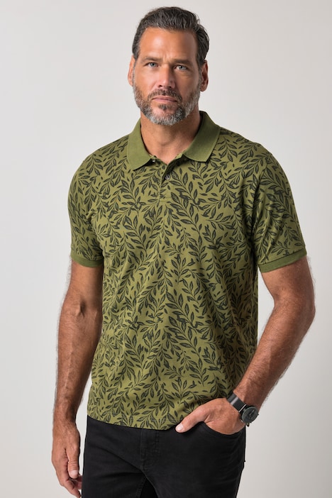 Polo en jersey à motif, manches courtes et style vintage - jusqu'au 8 XL